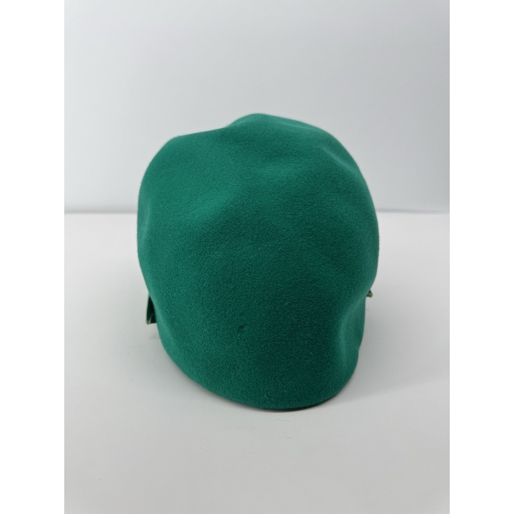 Vintage 60's Oleg Cassini Green Wool Cloche Hat Union Made Equestrian Chic - Picture 5 of 16